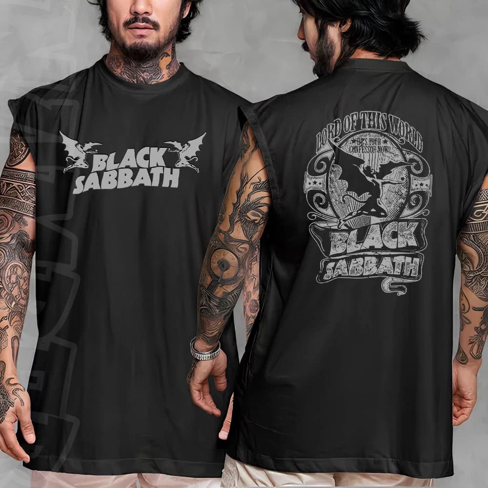 Camiseta regata machao oversized banda de  heavy metal black sabbath em algodao unissex