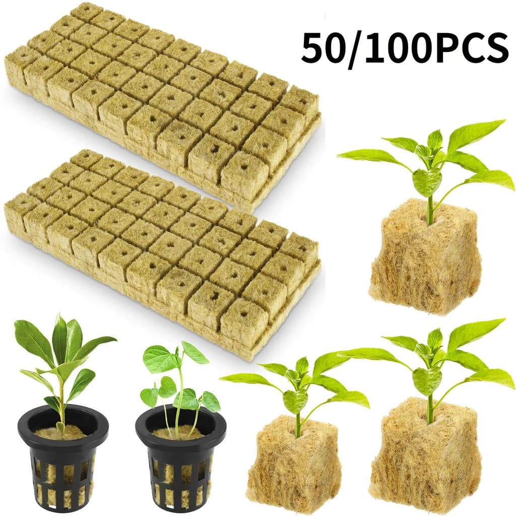 50/100 Pcs Cubos De Lã De Rocha Para Cultivo Sem Solo Blocos Iniciais De Mudas De Plantas