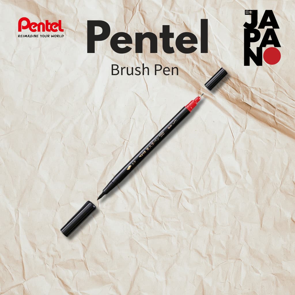 Caneta Pincel Pentel Ponta Dupla Negrito Fino Preto XSFW34A