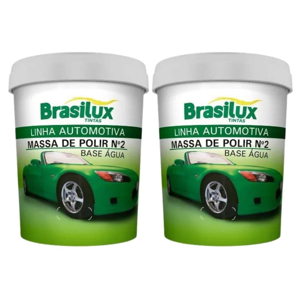 Kit 2 Massa de Polir Automotiva N2 1kg Base água Brasilux
