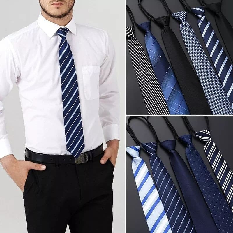Kit com 4 Gravatas Masculina Semi Slim com nó e Zíper de Ajuste importadas