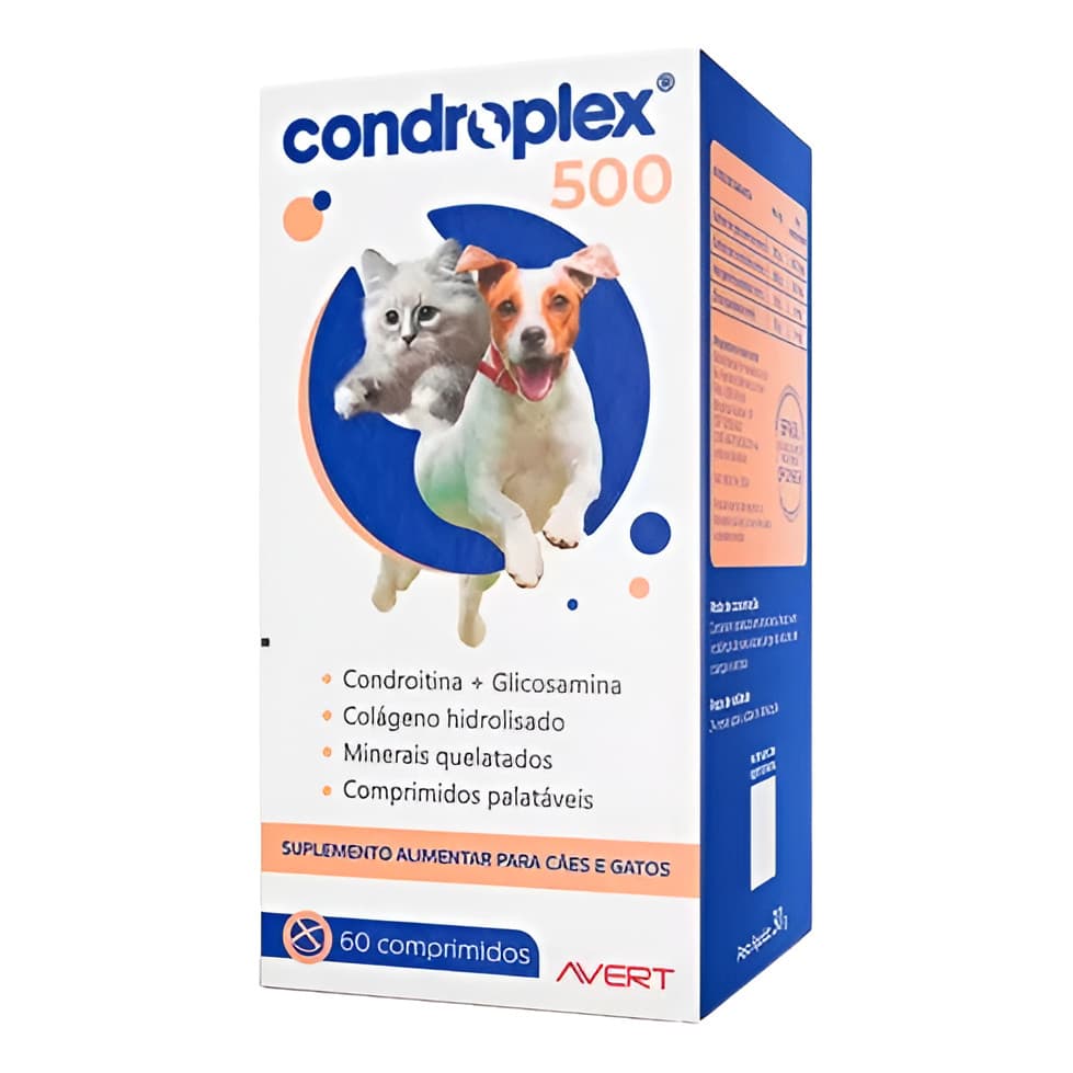 Condroplex 500mg Cães Gatos Saúde Articular 60 Comprimidos Premium