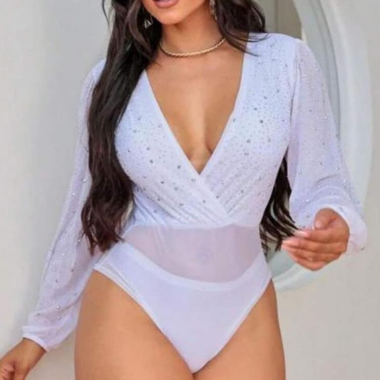 Body Paloma de tule com bojo moda feminina