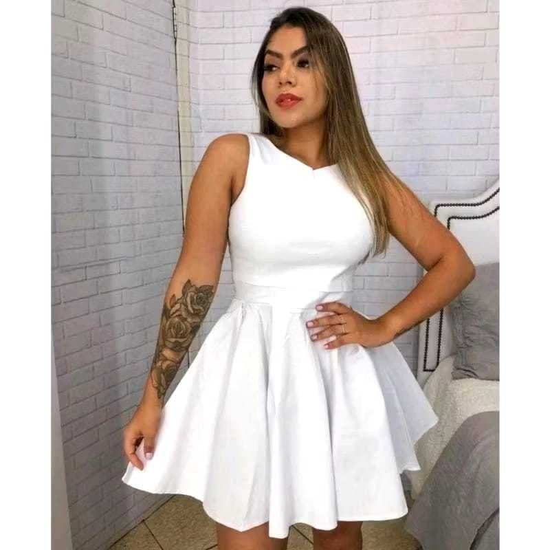 Vestido Princesa Branco Feminino Boneca Rodado de Alça Casamento