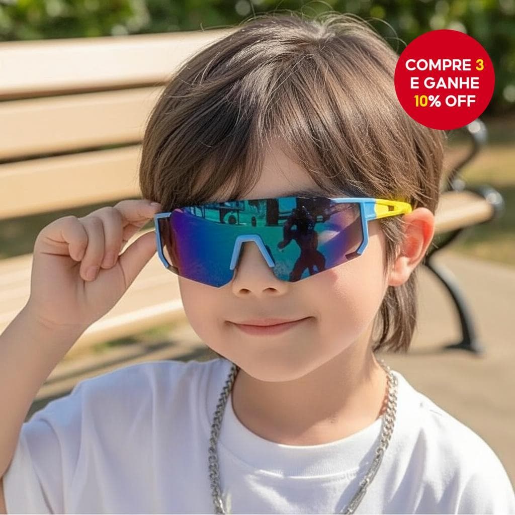 Óculos de sol esportivos para crianças com proteção UV, armação flexível inquebrável, ideais para meninos e meninas em
