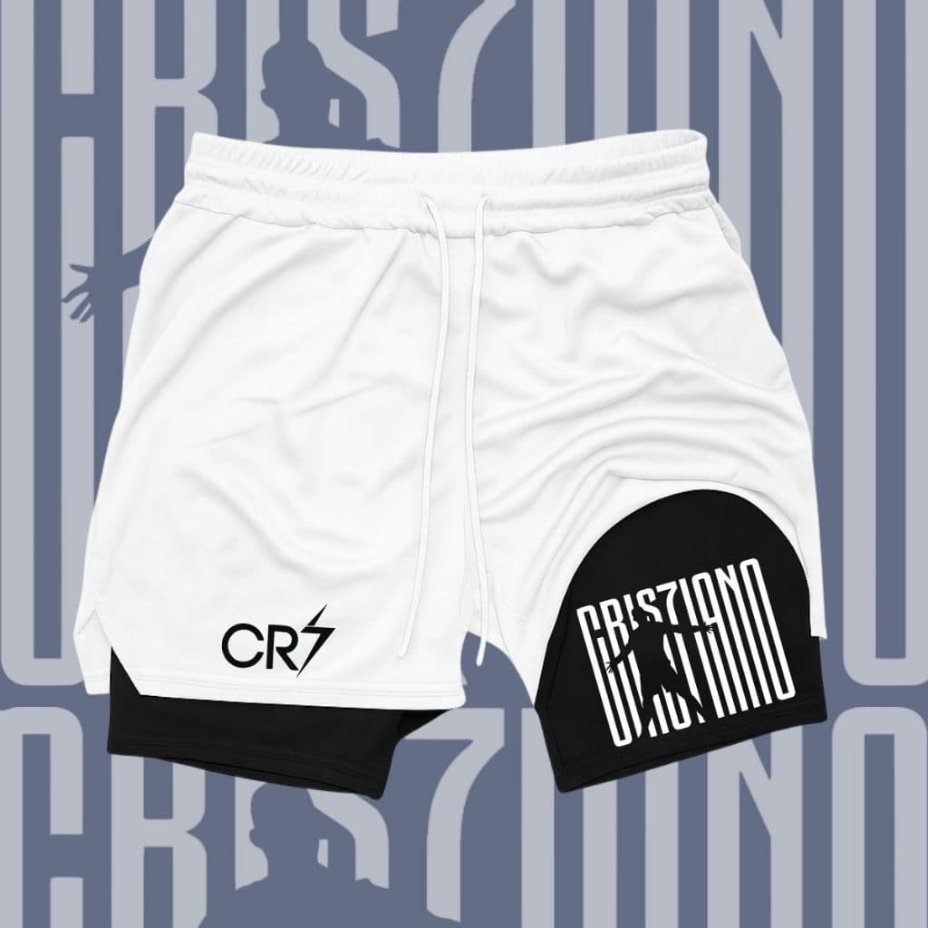 Short de Compressão 2 em 1 Academia Treino Personalizado Cristiano Ronaldo Cr7 Bermuda Fitness Musculação