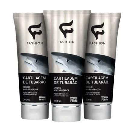 Kit 3 Cartilagem de Tubarão Creme Massageador Fashion Cosméticos 200 ml