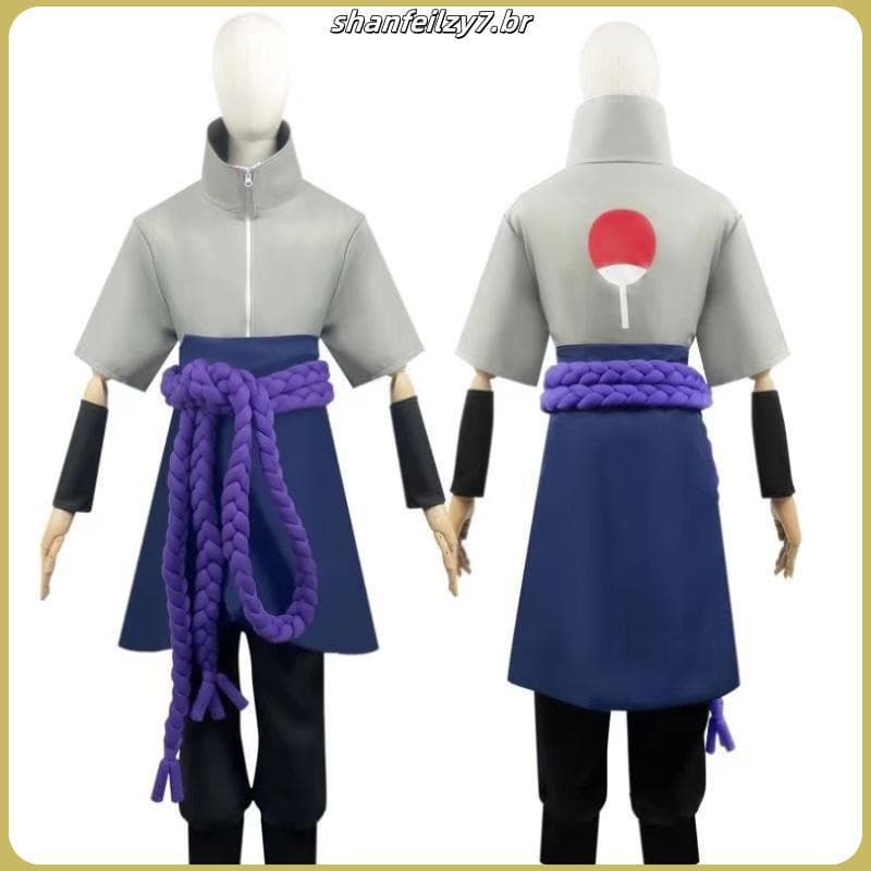 Fantasia de Cosplay de Sasuke - Conjunto Completo para Role-play |   Naruto Shippuden Uchiha ZHCD.