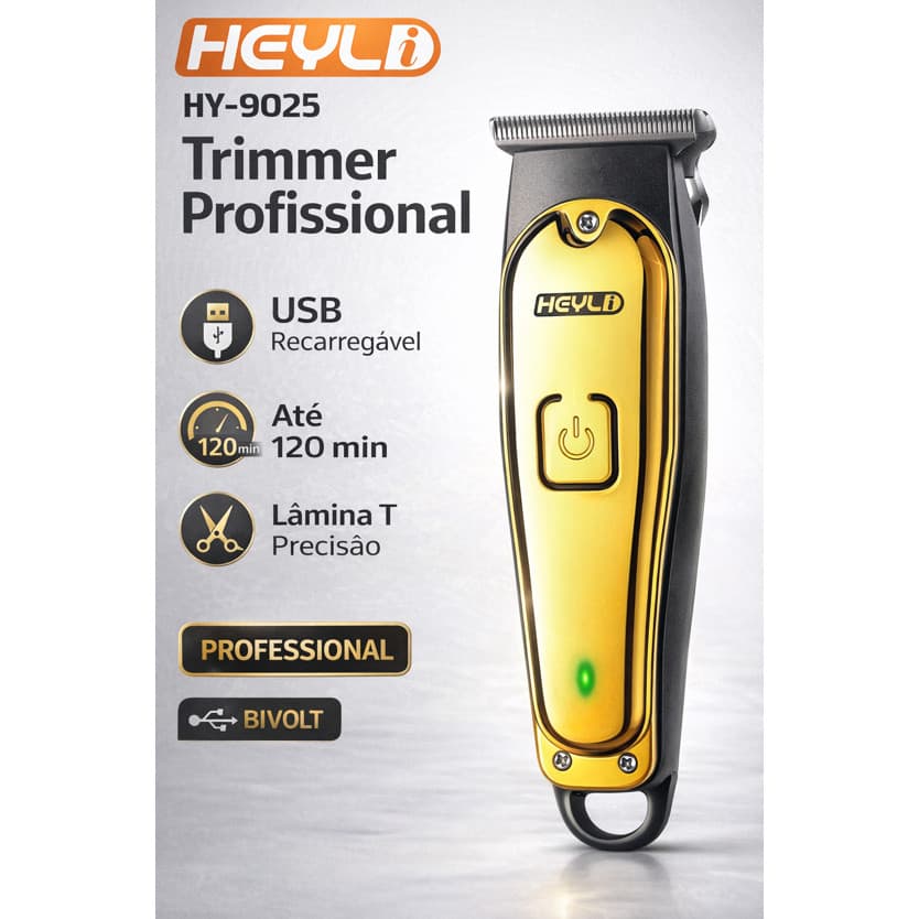 MAQUINA ACABAMENTO PROFISSIONAL TRIMMER BARBEIRO LAMINA USB RECARREGAVEL CLIPPER CORTE CABELO