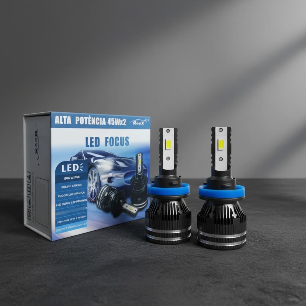 Par de Lâmpada Ultra Led Focus 13.000lm 90w H1 H3 H7 H11 Hb3 Hb4