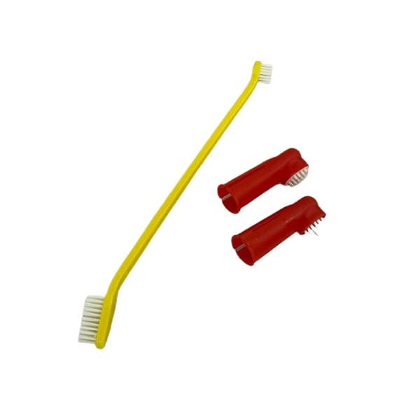 Escova de Dente Higiene para Cachorro e Gato Pet Kit Escova e 2 dedeiras