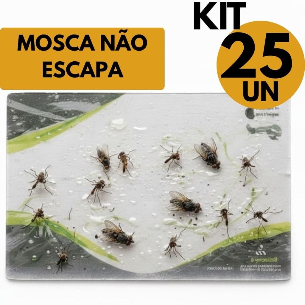 Kit 25 Pega Mosca Não Escapa Acaba com Moscas Pernilongos em Casa Cozinha e Restaurantes
