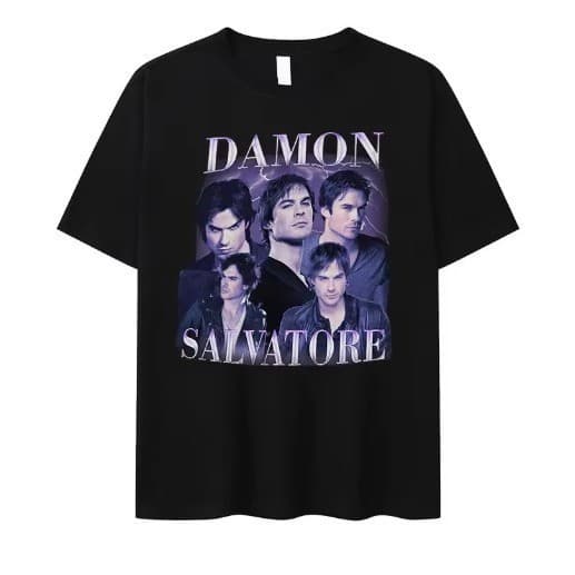 Camiseta Estampa Lançamento Unissex Em Algodão Damon Salvatore, Diários de um Vampiro Lançamento
