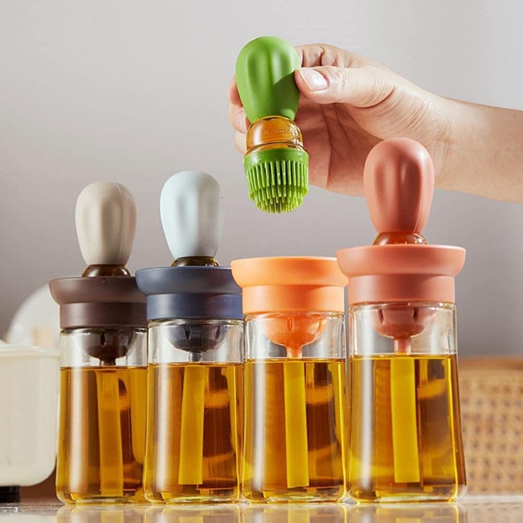 Dispenser de Óleo Azeite Vinagre Com Dosador Silicone Dosador Untar Cozinha Condimento