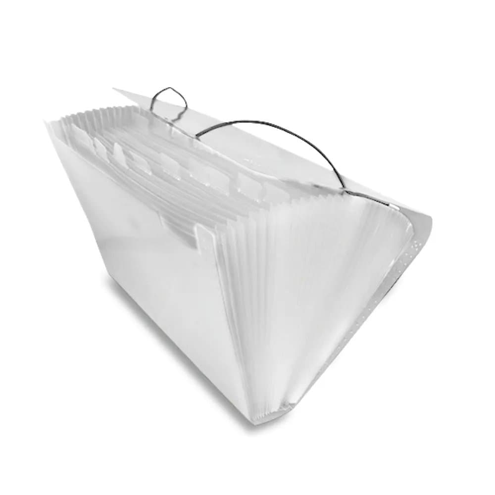 🗂️✨ PASTA SANFONADA A4 COM 12 DIVISÓRIAS – CRISTAL