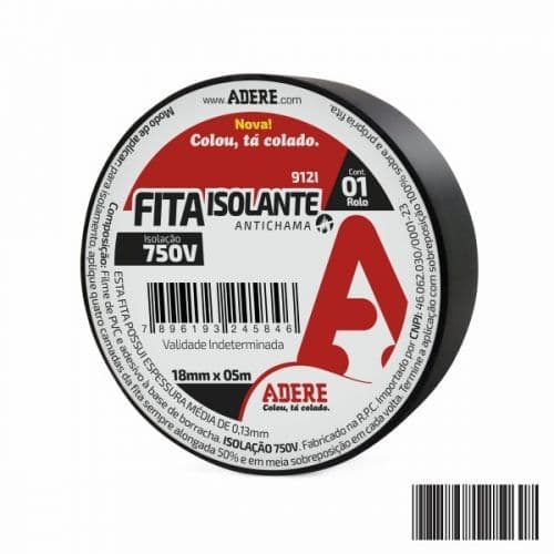 Kit Com 6 Fitas Isolantes Pretas Adere 18mm x 5m Fita Adesiva Elétrica Alta Aderência E Proteção