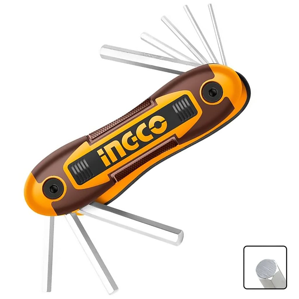 Jogo Chave Allen Canivete 8pcs 2-8mm INGCO HHK14081 CrV Dobrável Compacto Alta Resistência Hexagonal