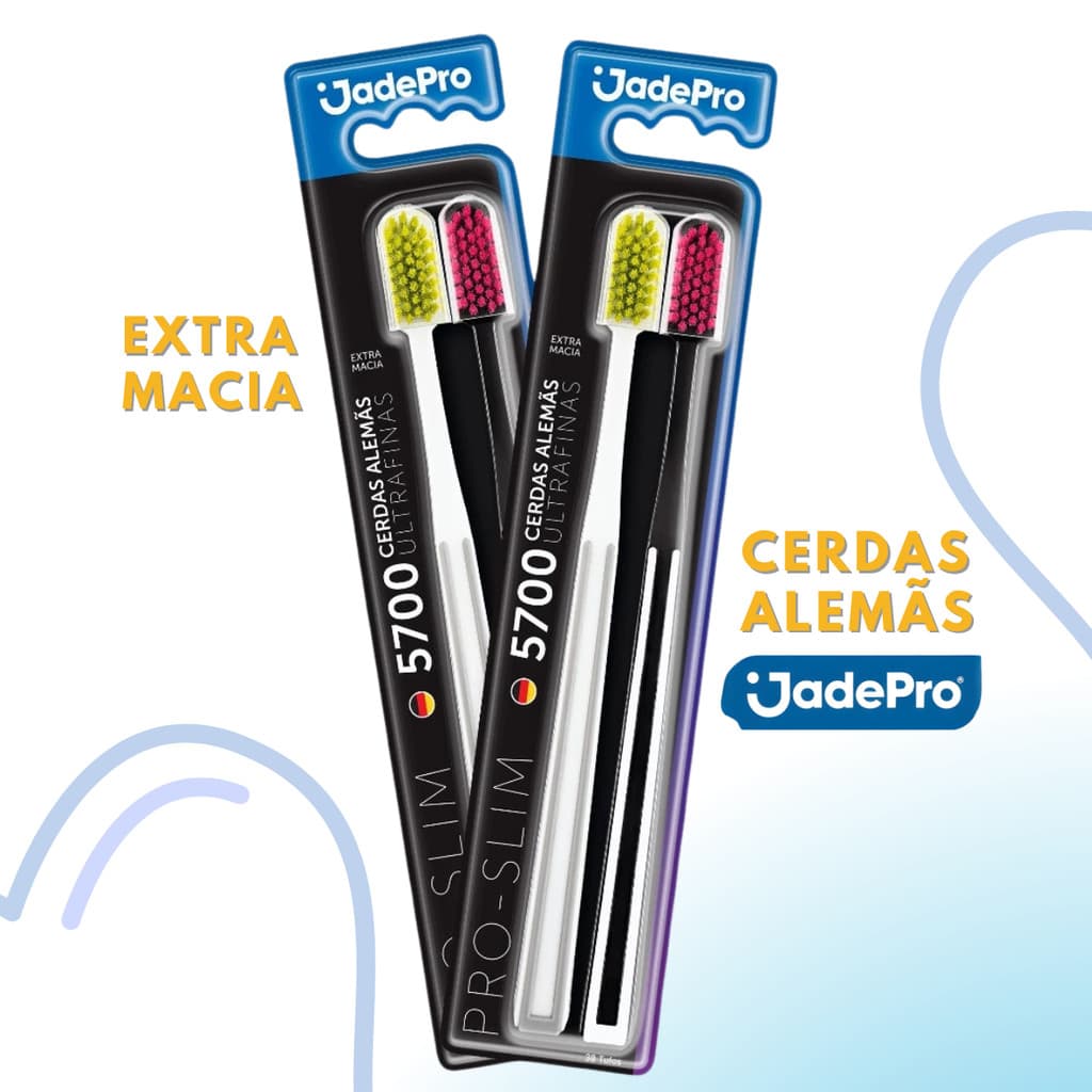 Kit com 4 Escovas de Dente Pro-Slim 5700 JadePro cerdas alemãs Extra Macia