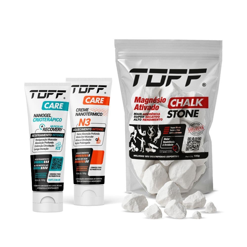 Kit Toff Chalk Magnésio Stone 100G + Creme Nanotérmico N3 100g + Nanogel Crioterápico 100G