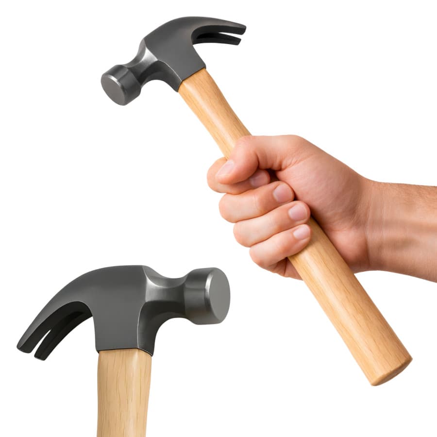 Martelo Unha Aço Cabo Madeira Ergonômico Profissional 30cm