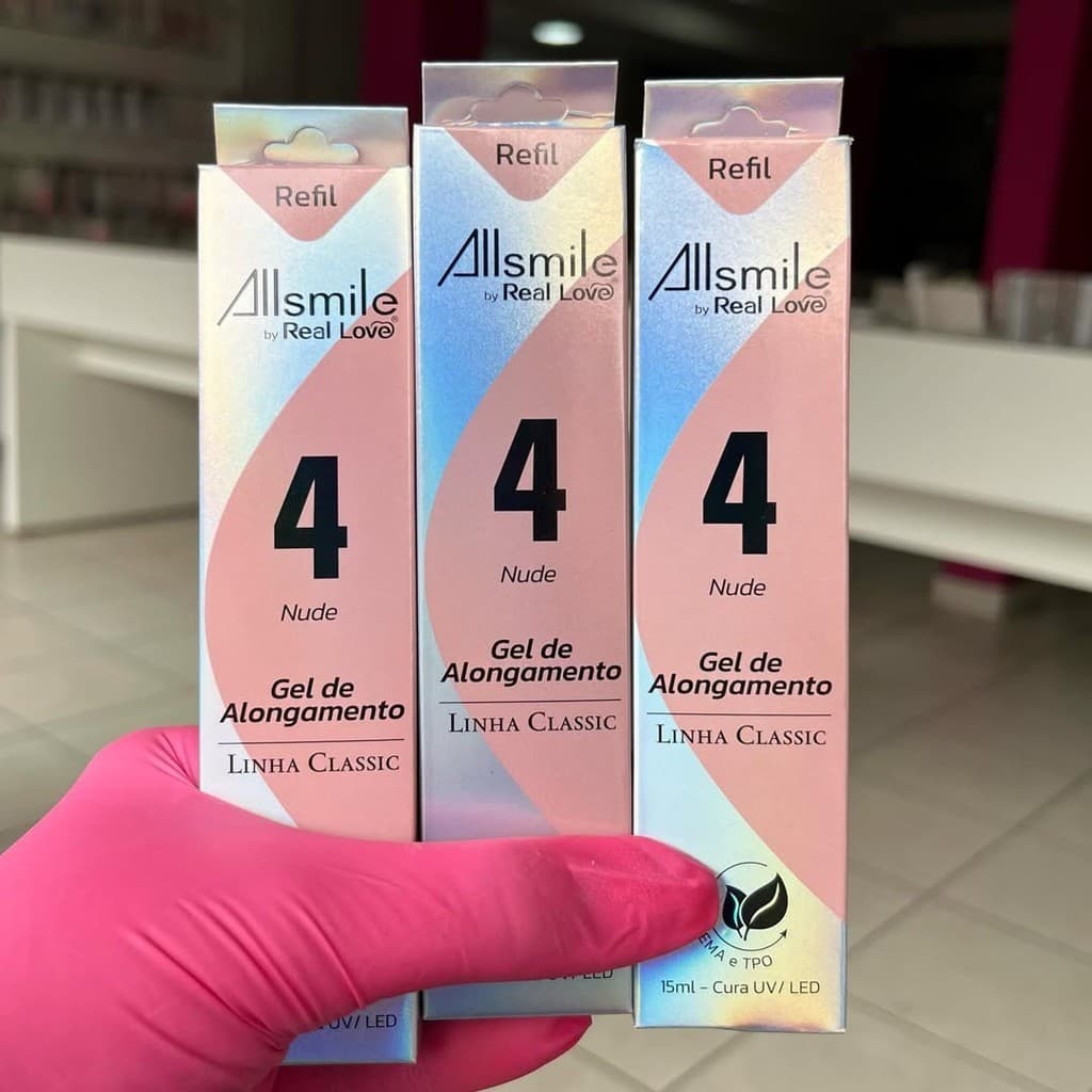 5 Refil Gel 4 Nude Real Love para Unhas 15ml
