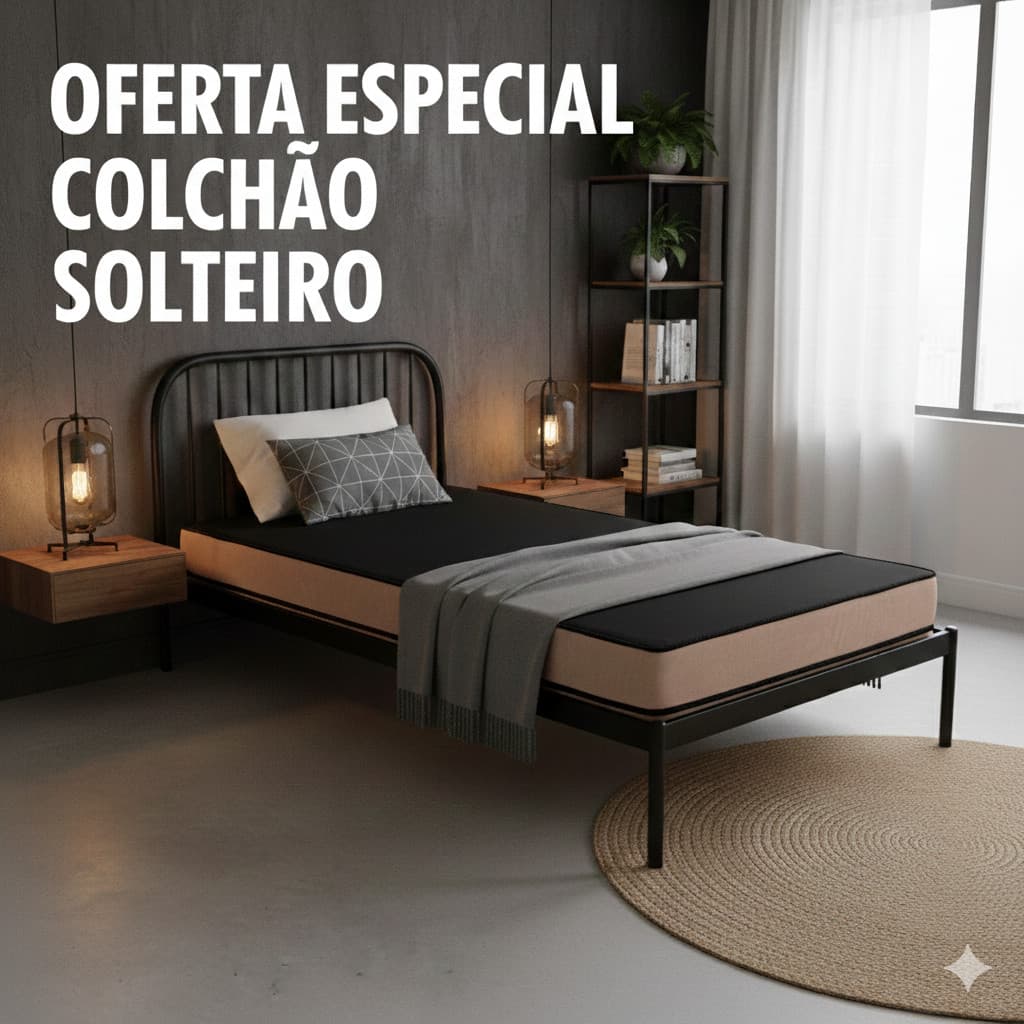 Colchão Solteiro D28 88x1,88x14 Preto Bege Promoção Sono Mais Confortável Melhor Preço.