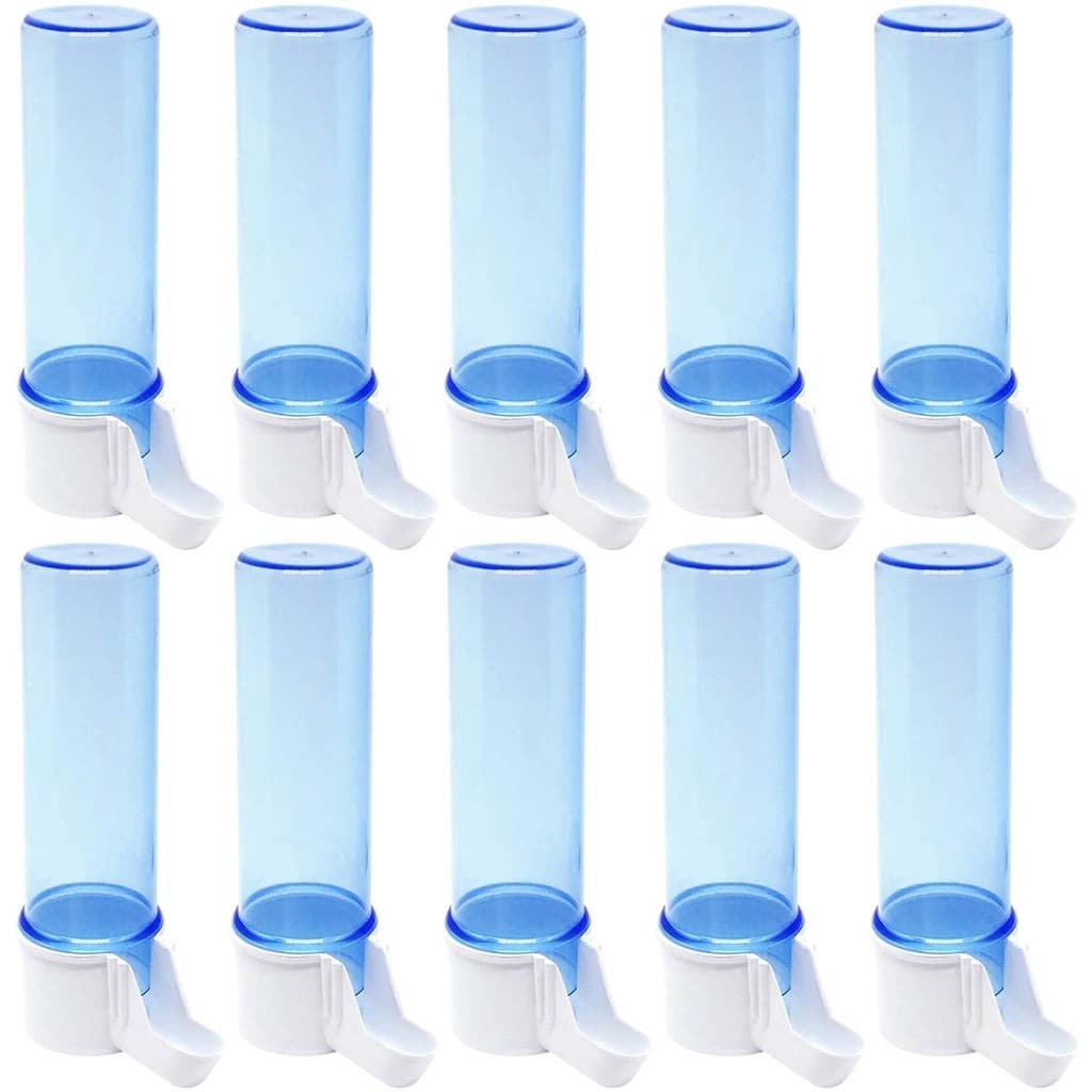 Kit 10 Bebedouro Pássaros 100ml Italiano Azul Gaiola Malha Fina Toco Tucano - Canário Curió Coleiro