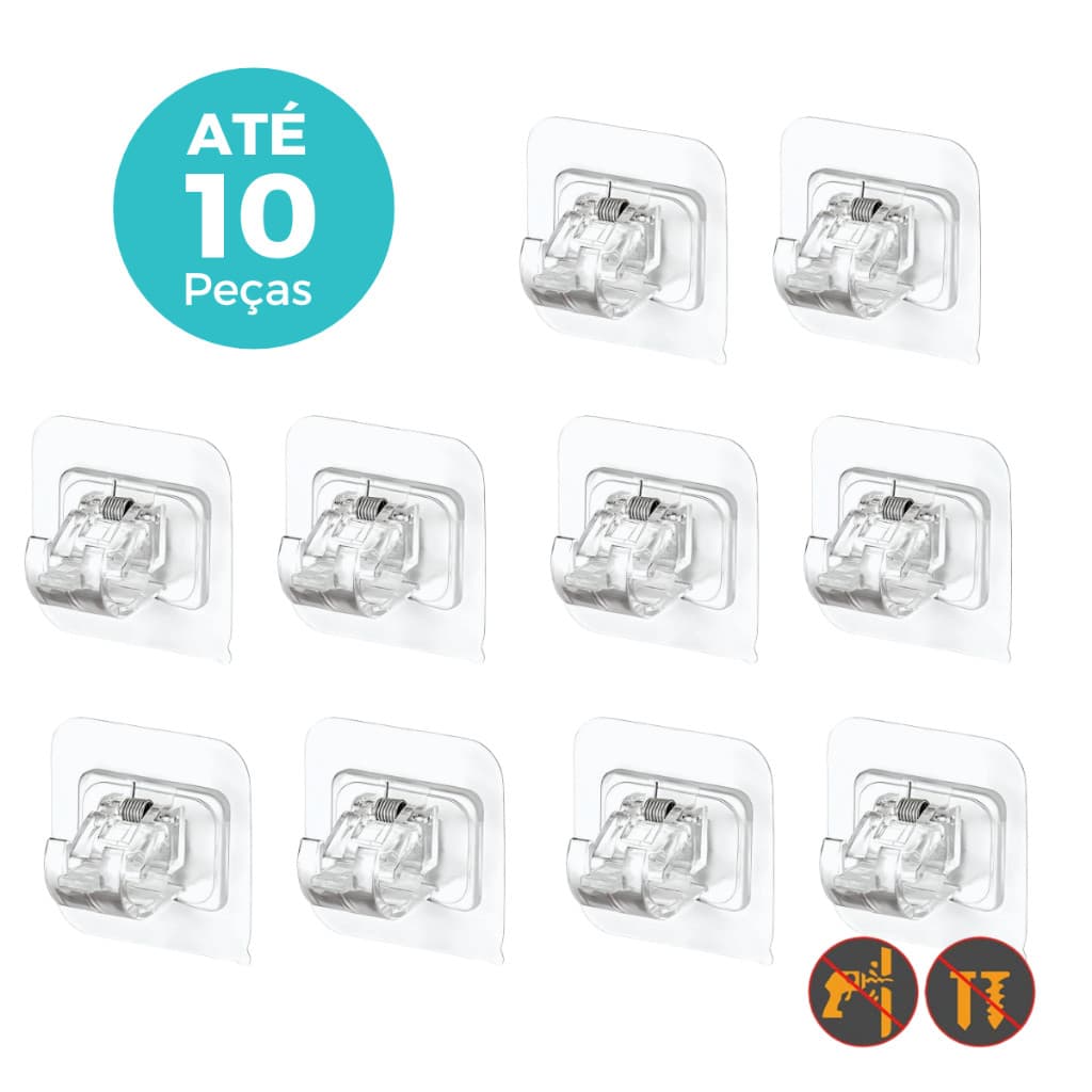 Kit Suporte Para Barra de Cortina Adesivo Ajuste Fácil e Instalação Sem Pregos Sem Furo