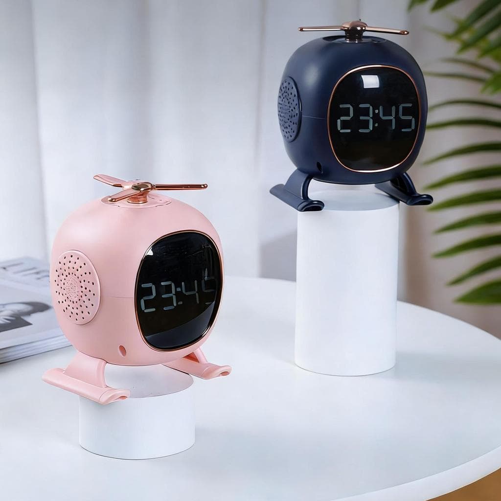 AL-8222 Caixa de Som Bluetooth Helicóptero Aromatizante - Relógio, Alarme, Rádio FM e Termômetro