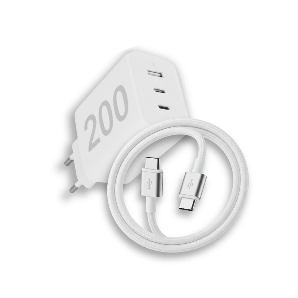 Carregador Turbo Para Xiaomi 200w Com 2 Entrada Tipo C E 1 USB