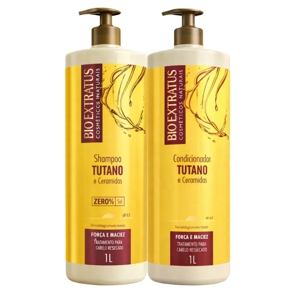 Kit Shampoo + Condicionador 2x1L Tutano e Ceramidas Bio Extratus - Força e Maciez Cabelo Ressecado