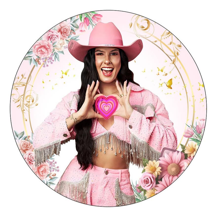 Mini Capa Painel Tema Boiadeira Rosa Ana Cavalo Decoração Mesa