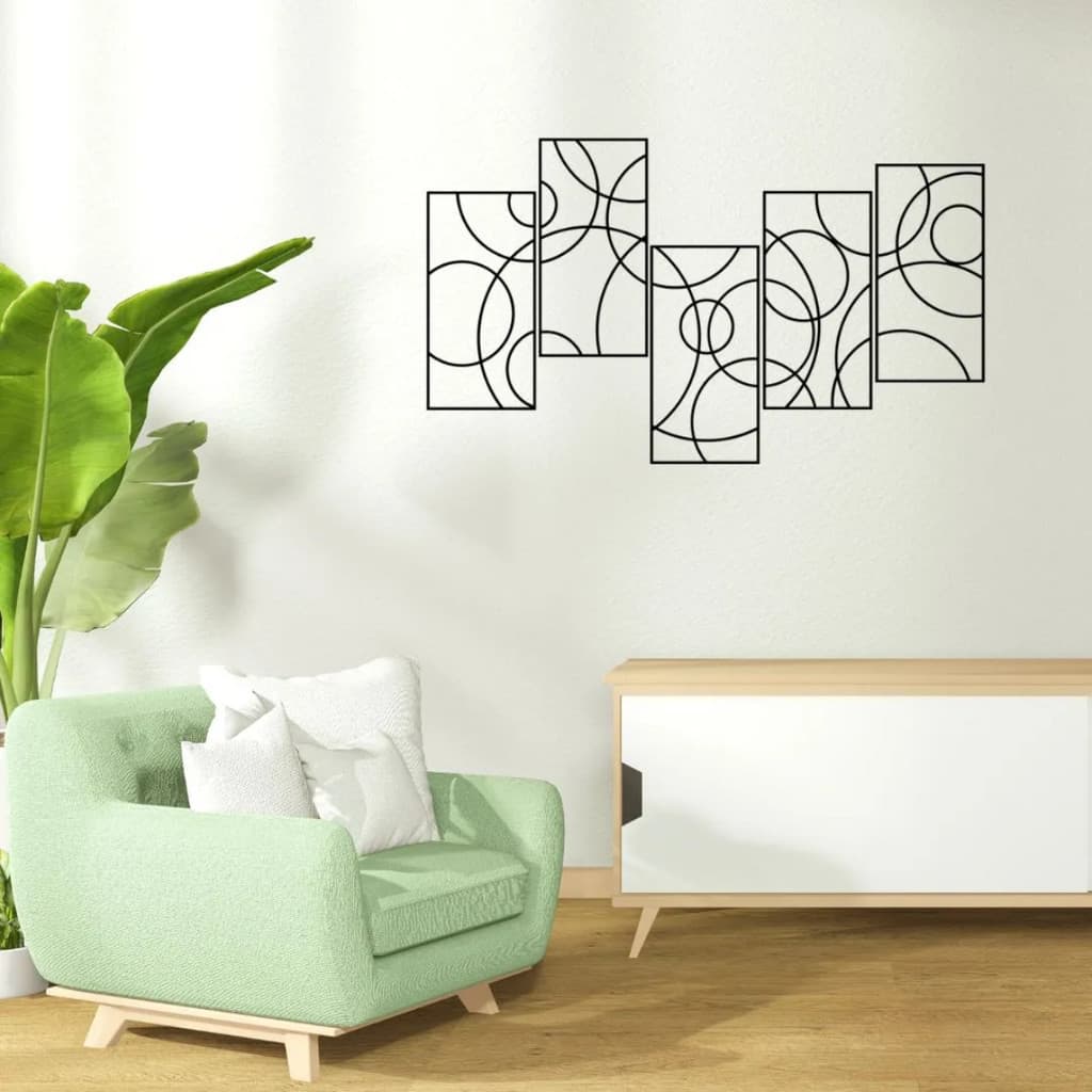 Kit 5 Quadros de Parede MDF - Molduras Decorativas Preto, Branco e Marrom