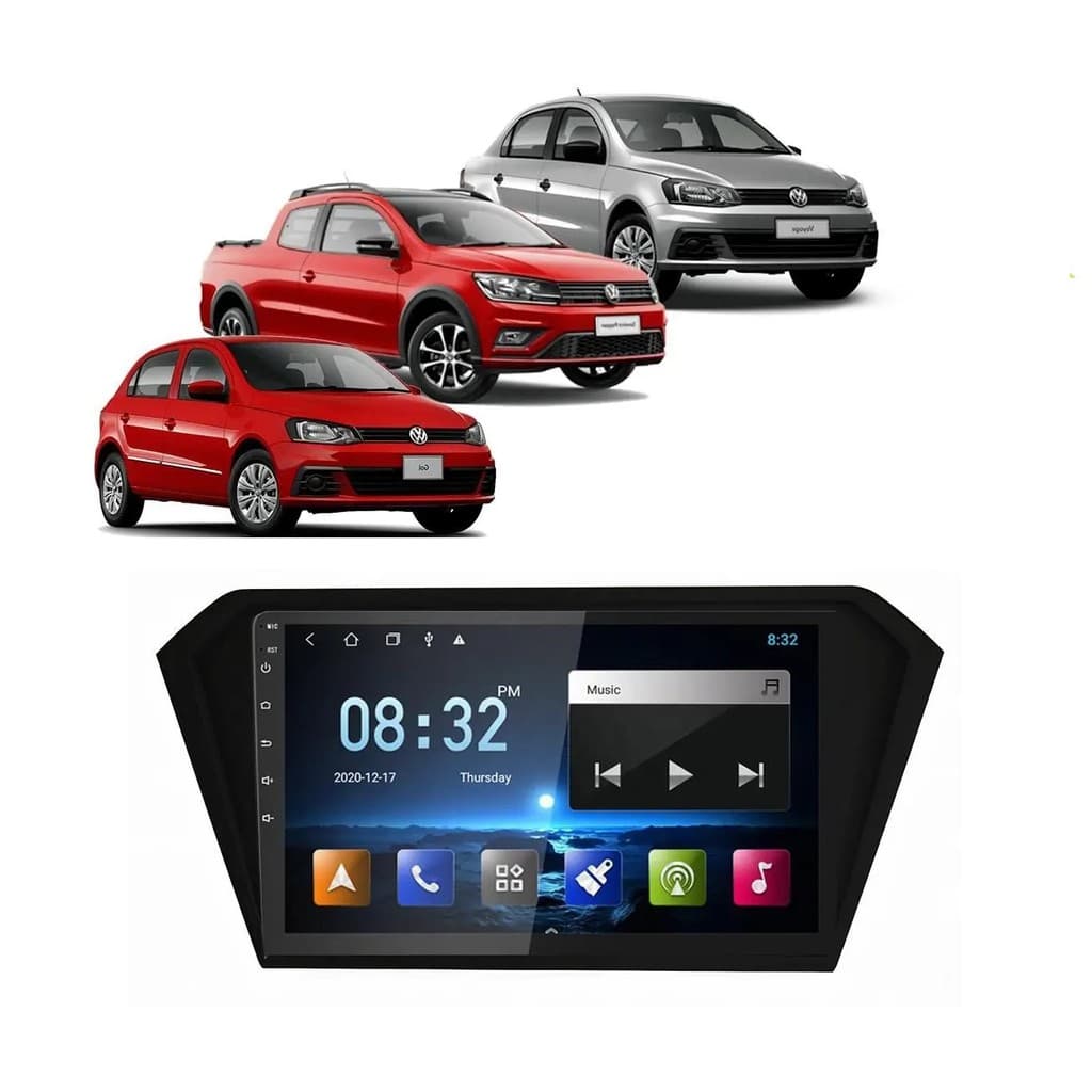 Kit Multimídia Gol Voyage Saveiro G7 2017 / 2025 9 Pol Android Carplay Gps 2/32GB - Roadstar 915BR