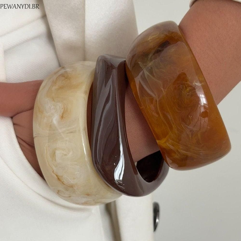 Pulseira De Resina Retrô PEWANYDI , Larga Irregular Robusta Vintage , Acessórios De Joias , Anel De Mão Geométrico