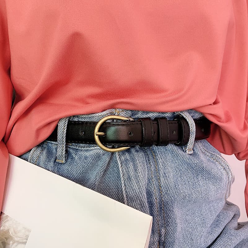 Influenciador senhoras cinto All-Match pequeno fino Retro ins estilo calças decorativas cinto Jeans preto feminino na mo