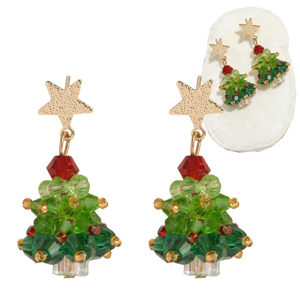 Brincos De Zircônia Banhado A Prata 925 Um Par Com Bolsa Brincos De Árvore De Natal