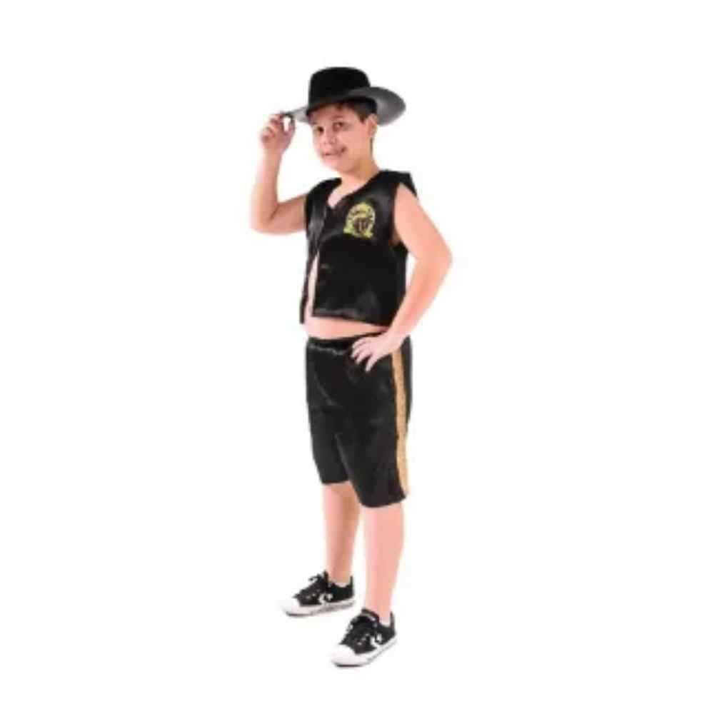 Fantasia Menino Cowboy Bermuda Colete E Chapeu