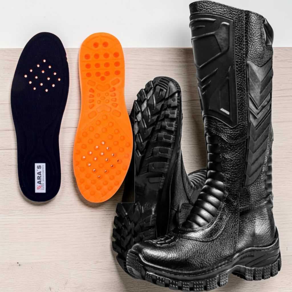 Bota Militar Tática Couro Legítimo Coturno Masculino Motociclista Segurança  Zíper Solado Tratorado