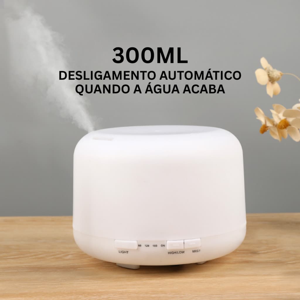 Umidificador Difusor Aromatizador 300ml Ultrassônico