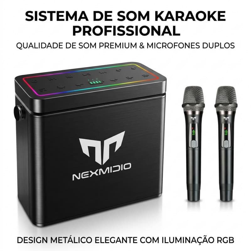 Caixa de som portátil Bluetooth para karaokê com dois microfones, alto-falantes potentes e som de alta qualidade MD-T01