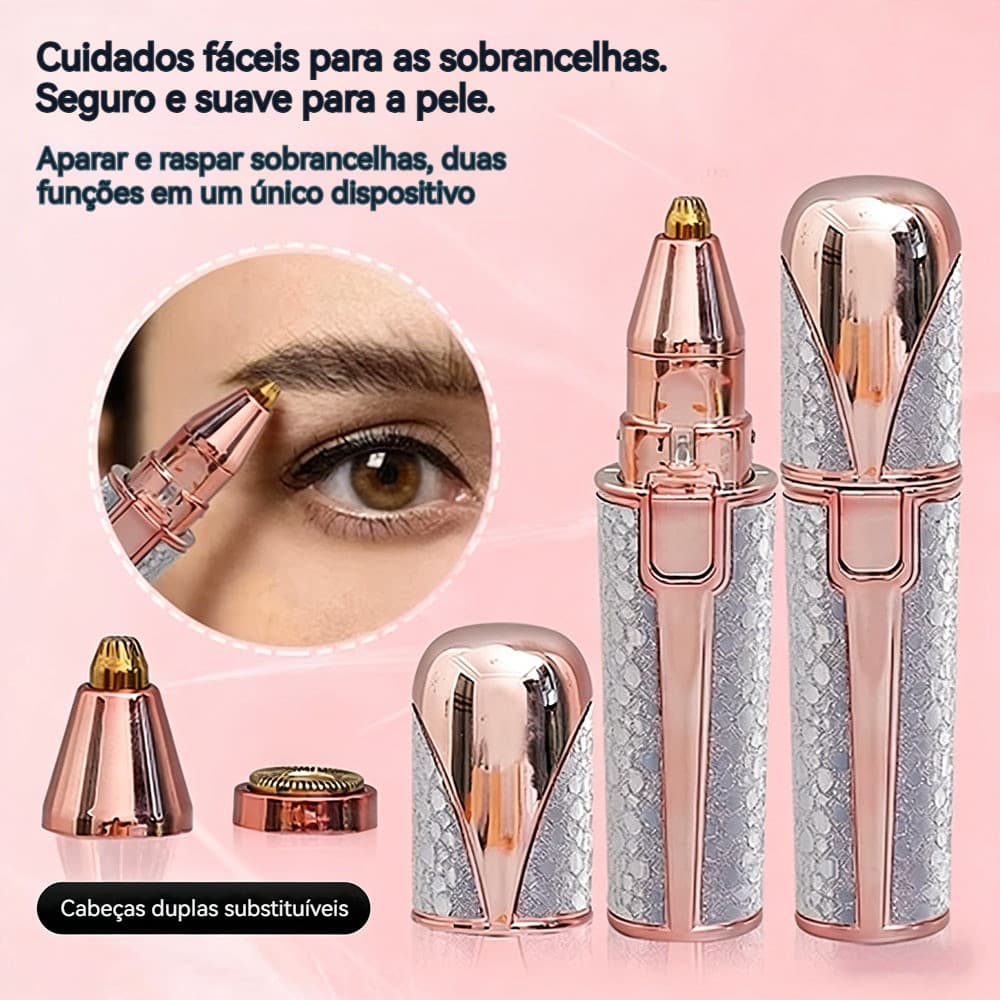 Kit Depilador 2 em 1 Recarregável USB Sobrancelha Buço Removedor de Pelos Facial Profissional