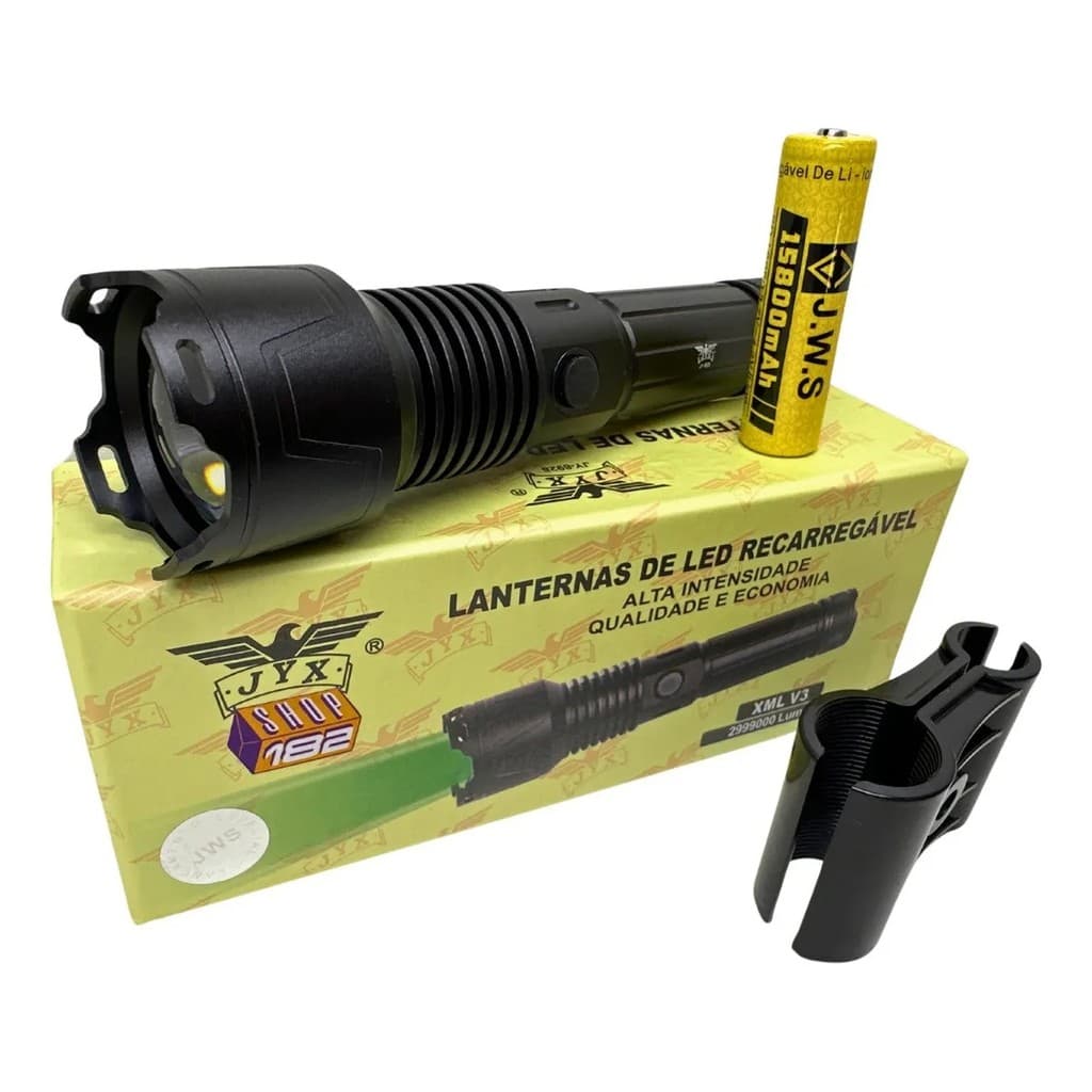 Lanterna Tática Luz Verde LED V3 Suporte Arma Caça Alcance 500m Alta Potência Recarregável Resistente 	JY-8927