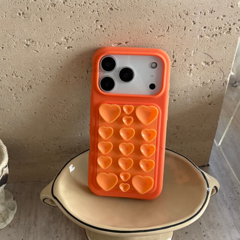 Capa De Telefone Com Ventosa Padrão Em Forma De Coração Para iPhone 17 16 ProMax Traseira De Proteção Antiderrapante E a