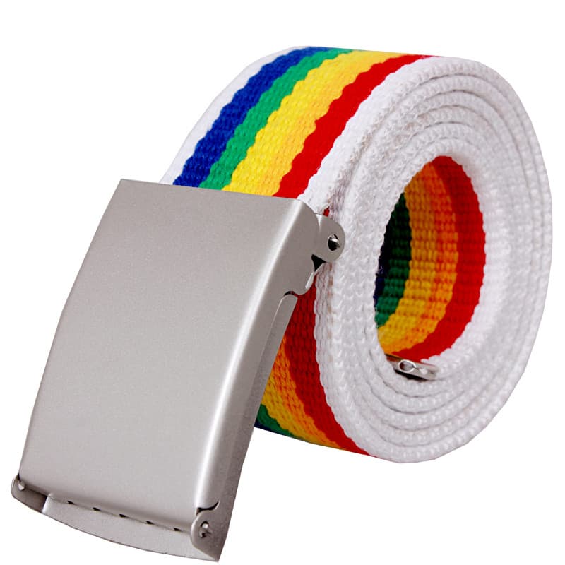 Arco-íris listras de cor grossa cor combinando cinto de lona extensível versão coreana tecido Casual cinto masculino fem