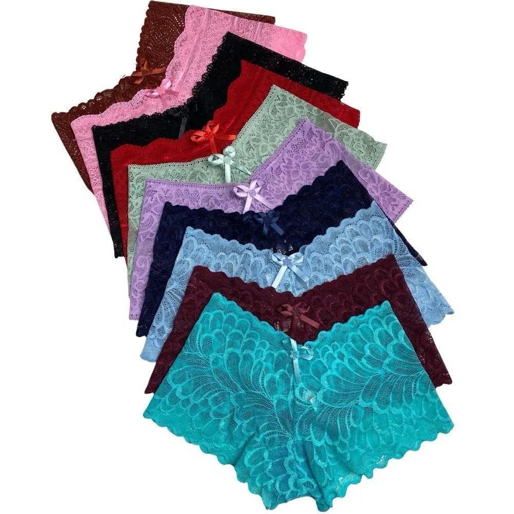 Kit 5 Calcinhas Caleçon  Shortinho Renda Com Forro Algodão Feminina