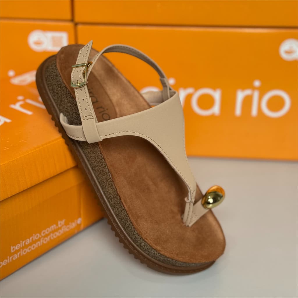Beira Rio Conforto Sandália de Anel no Dedo Flatform Confortável Ajuste Fivela 8524.109