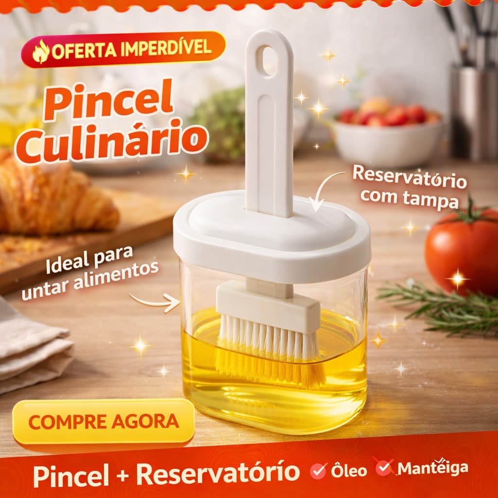 Pincel Culinário + Reservatório Cores Sortidas Cozinha Plástico Resistente Untar Formas Azeite