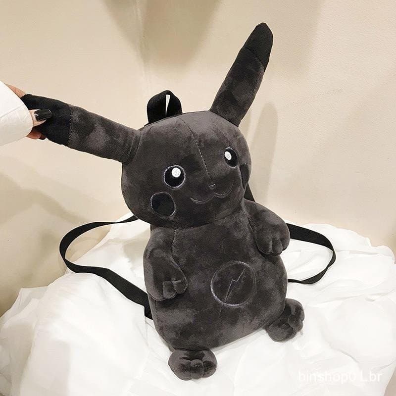 2022 Novo Pokemon Mochila De Pelúcia Preta Kawaii Desenho Estudantil Da Moda Bolsas De Menina Presente Para Criança Parq