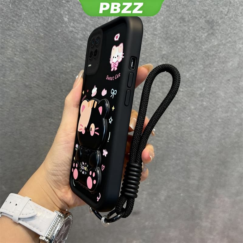 Capa 3 Em 1 Para realme 8 7 9 pro PLUS 8i 9i 7i 4g 5g De Telefone Novo design Estético Espelho De Gato Fofo Com